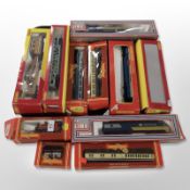 A quantity of Hornby OO gauge locomotives, passenger cars and tenders, boxed.