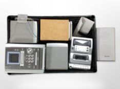 A group of Aiwa and Panasonic Hi-Fis, speakers, etc.