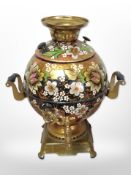An enamelled tea urn,