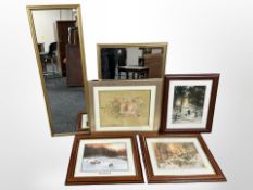 A group of gilt-framed mirrors, largest 122cm x 40cm,