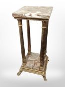 A gilt plaster and marble jardiniere stand,