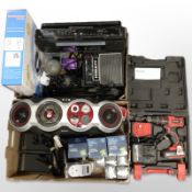 A group of home electricals, mini guitar amplifier, Alba twin cassette recorder, Philips radio,