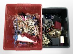 A large quantity of costume bead necklaces, bangles, earrings, etc.