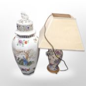 A large reproduction oriental hexagonal baluster lidded vase, height 70cm,