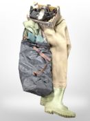 A pair of Shakespeare Sigma fishing waders, size 8, together with other fishing/camping supplies,