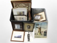 A quantity of pictures and prints, map of Northumberland, atlas picture,