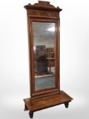 A 19th-century continental burr walnut pier glass mirror with matching stand, mirror 65cm x 160cm,
