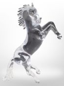 A crystal figure of a rearing horse, height 29cm.