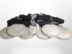 A group of garden parasols and stands.