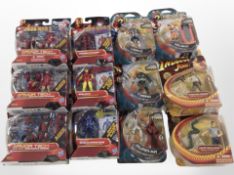 12 Hasbro and Bandai figurines to include Iron Man 2, Indiana Jones and Thundercats, boxed.