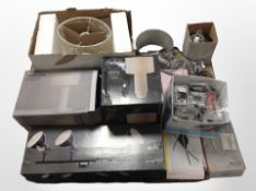 A quantity of contemporary lamps and light shades.