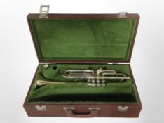 A B&M Champion brass and chrome trumpet, in case.