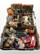 A quantity of vintage dolls and soft toys, model cars, puzzles, etc.