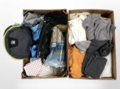 A group of bags, rucksack, lady's purse, towels, etc.