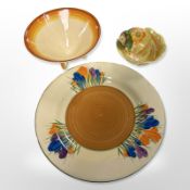 A Clarice Cliff for Newport Pottery Bizarre Crocus-patterned plate, diameter 17.