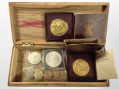 Two Festival of Britain coins, a further crown, and a pre-decimal coin set.