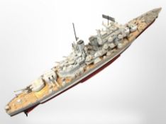 A scale model remote control battleship marked 'Vanguard', length 173cm.