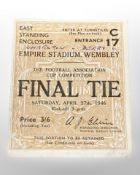 A 1946 FA Cup Final ticket Derby / Charlton