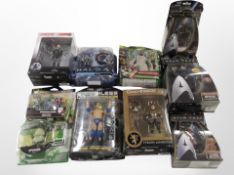 10 various Bandai, Playmates and other figurines including Star Trek, Ben 10,