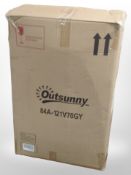 An Outsunny garden rocking seat, grey, sealed in packaging.