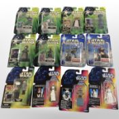 12 Kenner and Hasbro Star Wars figurines, boxed.