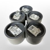 Five boxed Swarovski crystal figures and groups of birds.