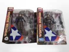 Two Marvel Select The Winter Soldier figurines, boxed.