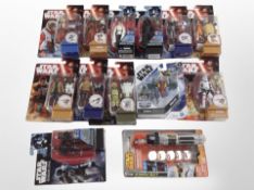 13 Hasbro Disney Star Wars figurines including The Force Awakens, Rogue One, etc., boxed.