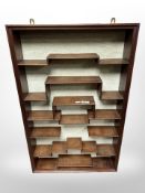 A Chinese style hardwood multi-tiered wall shelf,