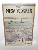 A continental print after Steinberg : The New Yorker, 74cm x 107cm.