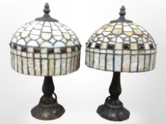 A pair of Tiffany style leaded glass table lamps,