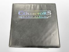 A binder containing a large quantity of collector's cards including DC Superheroes, X-Men,