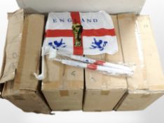 A quantity of England flag car pennants.