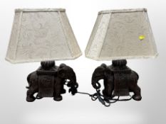 A pair of contemporary table lamps in the form of elephants, height 51cm.