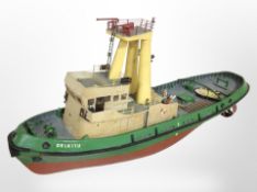 A scale model remote control trawler marked 'Del Kitu', length 75cm.