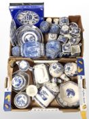 A collection of Ringtons blue and white dinner wares, jugs, cathedral caddies, ginger jars, etc.
