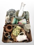 A group of 19th-century and later ceramics including jardinieres, Maling ware,