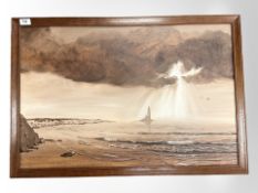 John Kerr : St Mary's Island, oil on board, 50cm x 75cm.