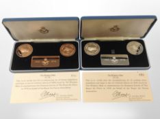 A Windsor Mint sterling silver medallion and ingot set,