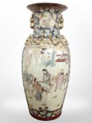 A large 20th-century Japanese export earthenware baluster vase, height 61cm.