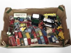A collection of play-worn die-cast cars including Corgi, Lonestar, etc.