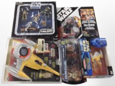 Five Hasbro Star Wars figurines/models, boxed.