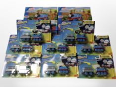 10 Fisher Price Thomas the Tank Engine toys, boxed.