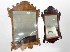 Two mahogany Chippendale style wall mirrors,