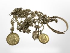 A 9ct yellow gold ring size D/E,