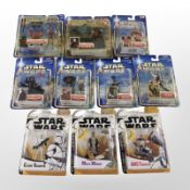 10 Hasbro Star Wars figurines including The Phantom Menace, Clone Wars, etc., boxed.