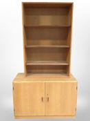 A 20th century Danish blond oak double door low cabinet, width 100 cm,