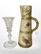 A Royal Worcester blush ivory conical jug, shape number 10147 (restored), height 20.