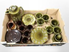 A group of Lord Nelson olive-glazed earthenware tea wares, and a further set of cups and saucers.