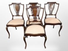 A set of four late-Victorian mahogany and satinwood-inlaid occasional chair,